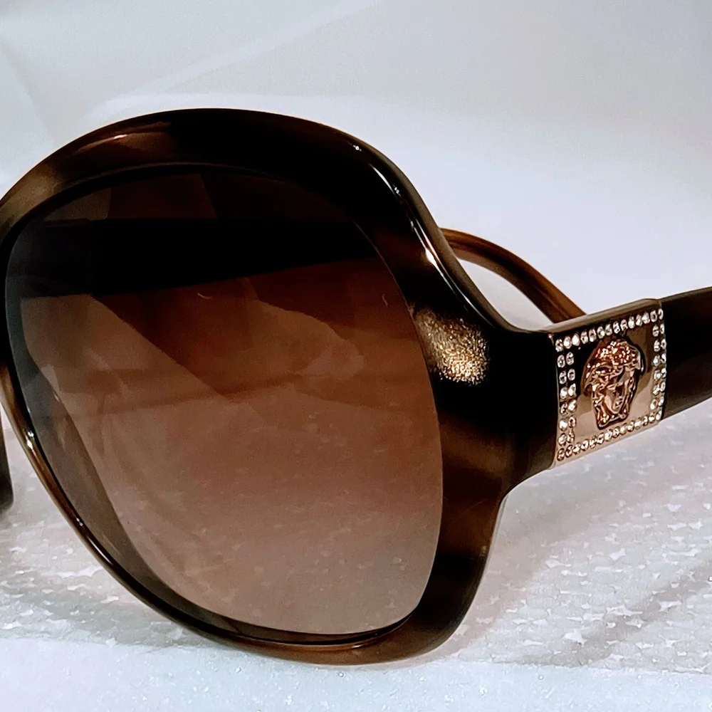 VERSACE Women's Tortoiseshell Sunglasses with Gold‎ & Rhinestone Accents